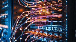 Inside the Data Center Server Rack With Cables and Connections