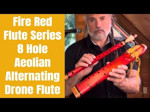 New Fire Red Flute Series 8 Hole Aeolian Alternating Drone Flute, B Minor 440Hz