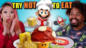 Come On An Adventure With Mario & Luigi For A Super Mario Bros: Try Not to Eat Challenge! 🍄 #supermariobros #peaches #PVF | People Vs Food By React