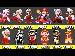 Evolution of Super Mario Fire Power-up Game Graphics In Nintendo Games (1985-2023)