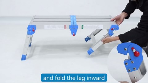 Work Platform 500 Lbs, Folding Step Stool with One-Touch Automatic Fold, 4 Height Adjustment Step Platform, Perfect for RV Cleaning, Home Painting and Reaching High Places, Larger, Blue