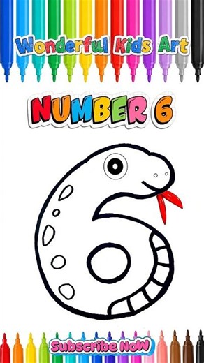 Learn to Draw Number 6 as a Cute Snake! 🐍 | Easy Drawing for Kids