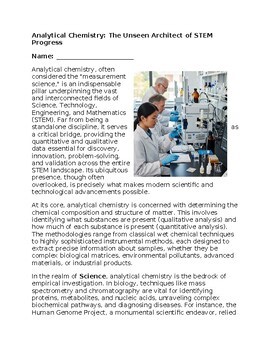 Analytical Chemistry & STEM - No Prep -Science Worksheet - 100% Editable
