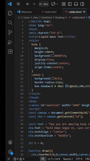 HTML CSS JavaScript 🌊 liquid wave text #webdesign #coding #viral #shorts #reels