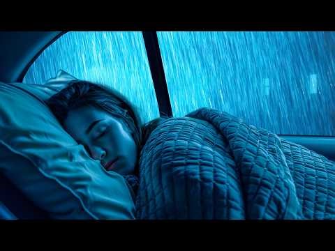 99% Fall Asleep Fast with Heavy Rainstorm & Intense Thunder on The Car at Night