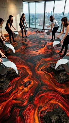 Stunning Epoxy Lava Living Room Floor Transformation#epoxy #timelapse #renovation