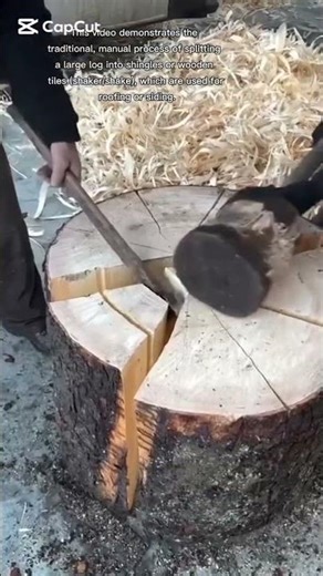 traditional, manual process of splitting a large log into shingles