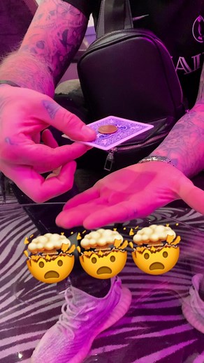 How did the coin melt through the card 🤯 #magic #magictrick #cardtrick