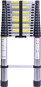 19.7FT Collapsible Extension Telescoping Ladder, Aluminum Telescopic Ladders for RV, Home, Loft, Attic, 330LB Capacity