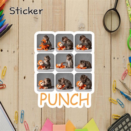 Baby Punch Monkey Sticker, Lonely Punch Monkey Decal, Viral Cute Monkey Sticker, Emotional Support Animal Sticker - Etsy