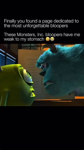 Unforgettable Bloopers on Instagram: "Monsters, Inc. (2001) features hilarious computer-animated bloopers during its end credits. These were crafted to feel authentic, complete with crew laughter and slate claps, and appeared in original DVD/credits versions but were sometimes moved to bonus features on Blu-ray."