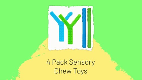 Sensory Chew Toys for Autistic Children 4 Pack, Silicone Teething Straws Toys for Autism, ADHD, SPD, Biting or Special Needs, Sensory Toys for Toddlers 1-3 Oral Motor Tools Relief Stress, Anxiety