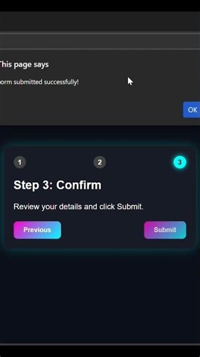 HTML CSS JavaScript multi-step wizard form 🔥😱#coding #viral #shorts