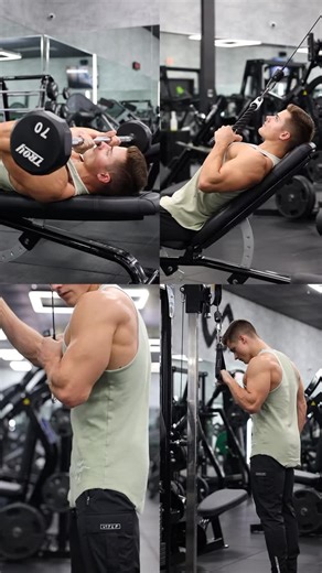 4 Tricep Movements You’re Probably Not Doing 👇🏼 1. JM Press (flat bench) 2. Incline Rope Pressdown 3. Unilateral Cable Pushdown (with flare) 4. Straight Arm Pressdown (pronated grip) Rotate these in for complete tricep growth🔒 | Seth Wickstrom