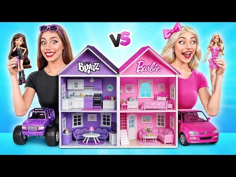 We Build Amazing Doll House | Barbie vs Bratz Challenge by Jelly DO