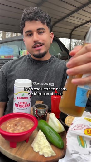 Refried beans w/ cheese on the mini black stone. Today was Ash Wednesday so couldn’t eat any meats, had to take it to the basics frijoles con queso