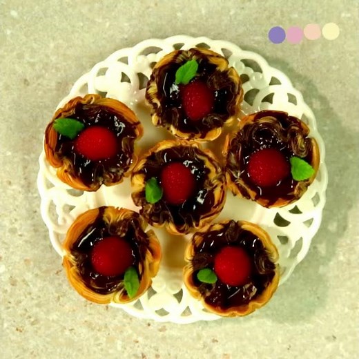 Chocolate and Raspberry Phyllo Cups