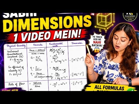 Dimensions of ALL Physical Quantities in One Shot ⚡ Complete Chapter | Class 11 Physics | Ch-1 CBSE