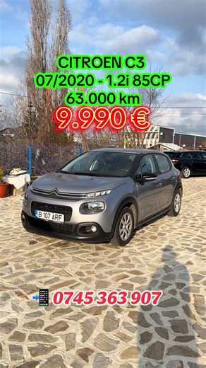 ✅Disponibil spre vânzare, CITROEN C3 din anul 2020 cu o motorizare de 1.2 benzină, ideală de oraș și cu un rulaj foarte bun! DOAR 63.000 km! Mașina provine de la unic proprietar achiziționată de nouă și cu revizii la zi la Reprezenanta CITROEN. Detalii proprietar: 📲0745 363 907 #promovare #citroenc3 #you #parcauto #top