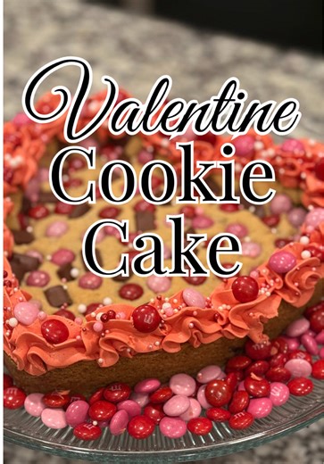 Easy Valentine Chocolate Chip Cookie Cake Recipe