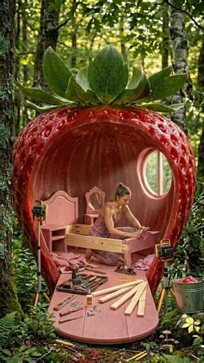 She Built a Princess Room Inside a Giant Strawberr