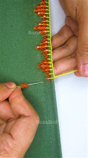 Stunning Red Beads Embroidery Border | Premium Handmade Craft 🔥😱 #shorts