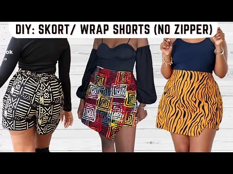 DIY Wrap Shorts with Half Elastic Waistband | Easy Skort Sewing Tutorial for Beginners