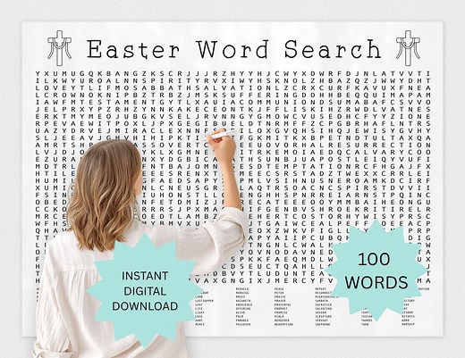 Easter Giant Word Search Printable | Christian Bible Word Search | Lent Resurrection Activity | Church & Classroom Game - Etsy