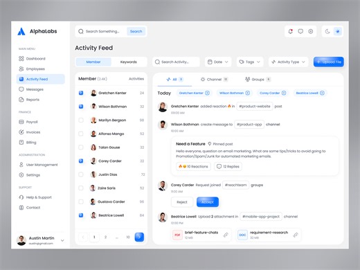 HR Analytics Dashboard - Activity Feed Page