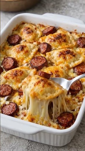 🥟 Cheesy Pierogi & Smoked Sausage Casserole