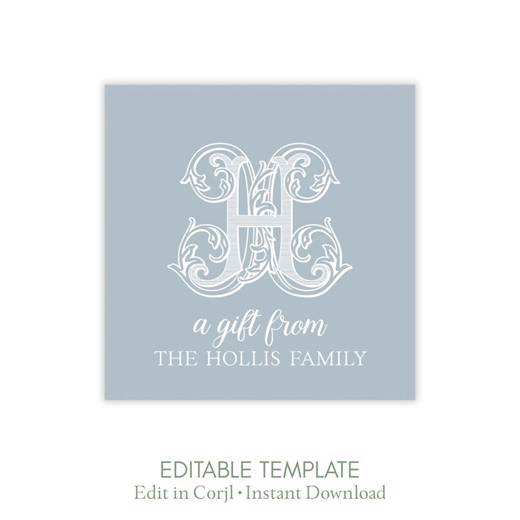 Printable Monogram Gift Tag Template, Editable Personalized Gift Tag, Custom Initial Favor Tag, Hostess Gift Tag, Wedding Favor - ANY COLOR - Etsy Australia