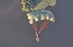Stuntwoman Tests DIY Parachute Jumping From Hot-Air Balloon