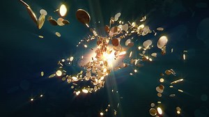 Coins fight stock video. Video of levitation, animation - 41495851