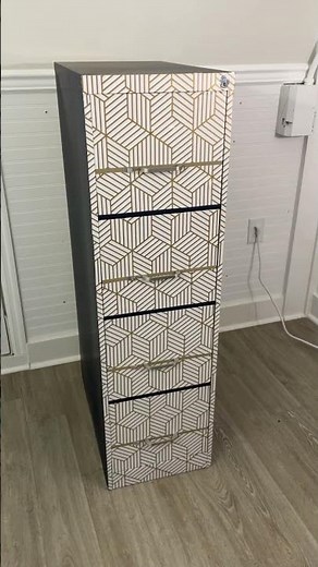 Easy Filing cabinet Makeover with peel and stick wallpaper/contact paper!