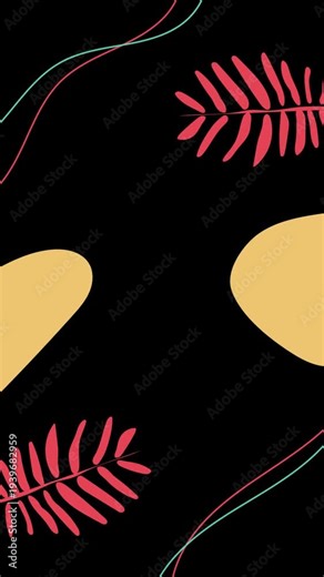 Abstract design featuring organic shapes and plant-like forms with a modern aesthetic on a black background