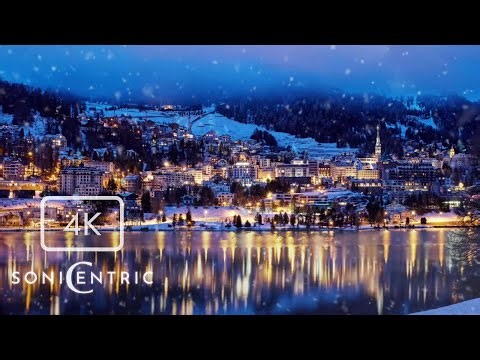 Winter Village Aesthetic With Ambient Music | 4K Calm Classroom Visual | Produced by SoniCentric