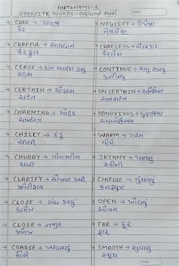 important antonyms 6| useful opposite words| ieltsvocabulary| writing| reading| gujarati translation