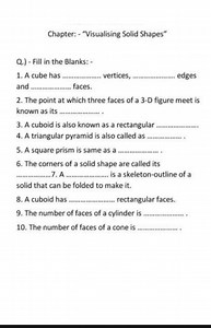 Chapter: - "Visualising Solid Shapes"Q.) - Fill in the Blanks:... | Filo