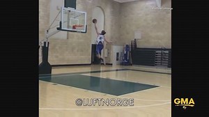 WATCH: This guy can JUMP. 6’2” college basketball player dunks from the free throw line! | Good Morning America