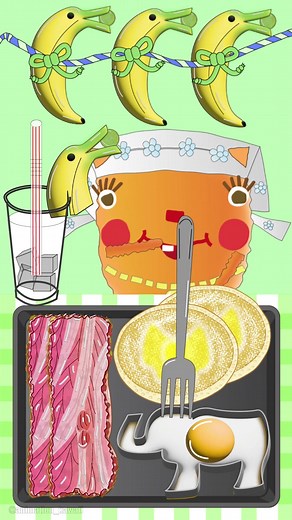 Breakfast on request ! Banana dolphin. elephant fried egg. #animation #animated #cartoon #eating #breakfast #asmr
