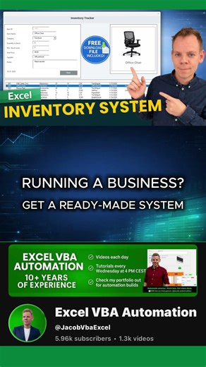 Excel Inventory System with Automatic Low Stock Alerts (Free Template)