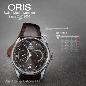 Time for business Oris’s mission to take back watchmaking continues with Artelier Calibre 113, a watch aimed at stylish businessmen. The new Oris Artelier Calibre 113 features a novel business calendar, via a pointer hand for calendar week and month indication, a high-functioning watches powered by in-house developed movements. With an impressive 10-day power reserve, a patented non-linear power reserve indicator and a small seconds. Oris Artelier Calibre 113, Swiss retail price CHF 5,900 Ref. N