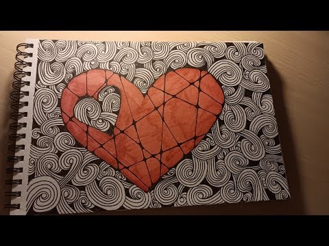 ❤️ Zentangle Heart Design | Mosaic Pattern with Swirling Background