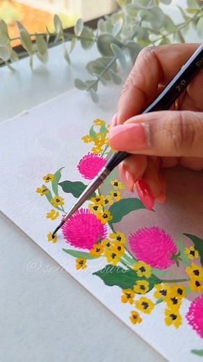 Paint Pretty Flowers using gouache #gouachepainting #gouache #gouacheartist #gouacheflowers #flowerpainting #wildflowers #easyart #arttutorial #paintingvideo #paintingtutorial #viralart | spicingcolours