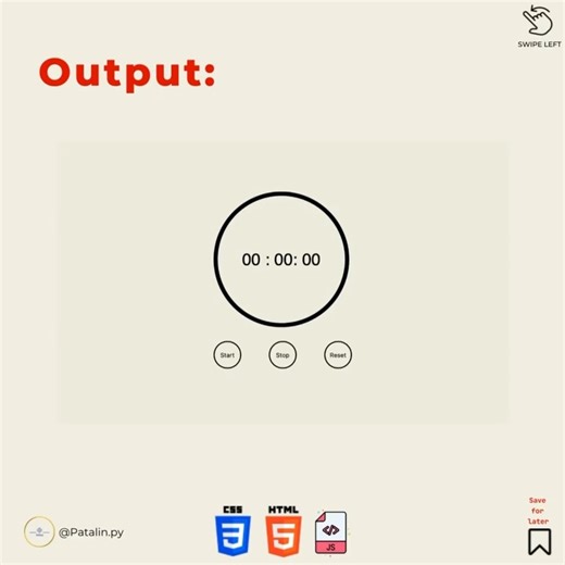 HopeUI | Programming | Tech | UIUX on Instagram: "HTML / CSS / JS Stopwatch. . . Check out this Stopwatch made using HTML, CSS and JS. JavaScript was initially created to “make web pages alive”. The programs in this language are called scripts. They can be written right in a web page’s HTML and run automatically as the page loads. CSS is the language we use to style a Web page. HTML is the standard markup language for Web pages HTML elements are the building blocks of HTML pages HTML elements ar