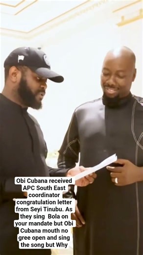 Obi Cubana received APC South East coordinator congratulation letter from Seyi Tinubu. #apcprimaries