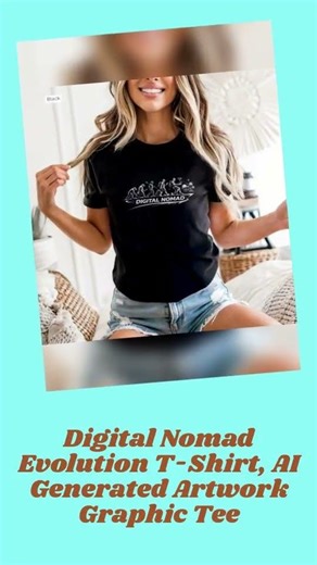 Digital Nomad Evolution T-Shirt, AI Generated Artwork Graphic Tee