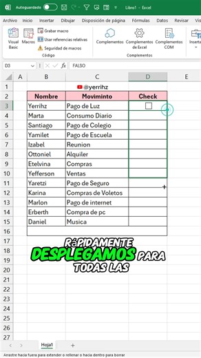 Barra de progreso con checks #Excel #office #tutorial | Yerrihz