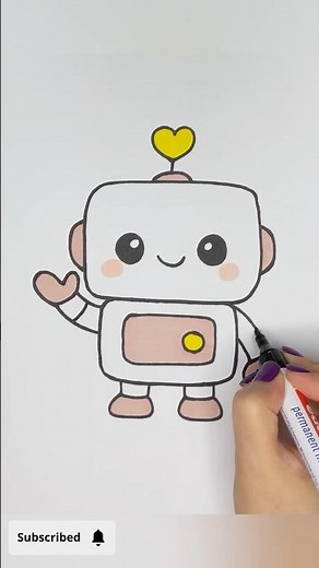 How to Draw a Cute Robot Step by Step | Easy Drawing for Kids 🤖💛