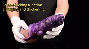 6 Inch Dick Sleeve - Pennis Extender, Dog Cock Sheath with Cock Ring, Soft Silicone Fake Penis Girth Enhancer Sleeve, Ejaculation Delay Sex Toy for Men & Couples (Purple)
